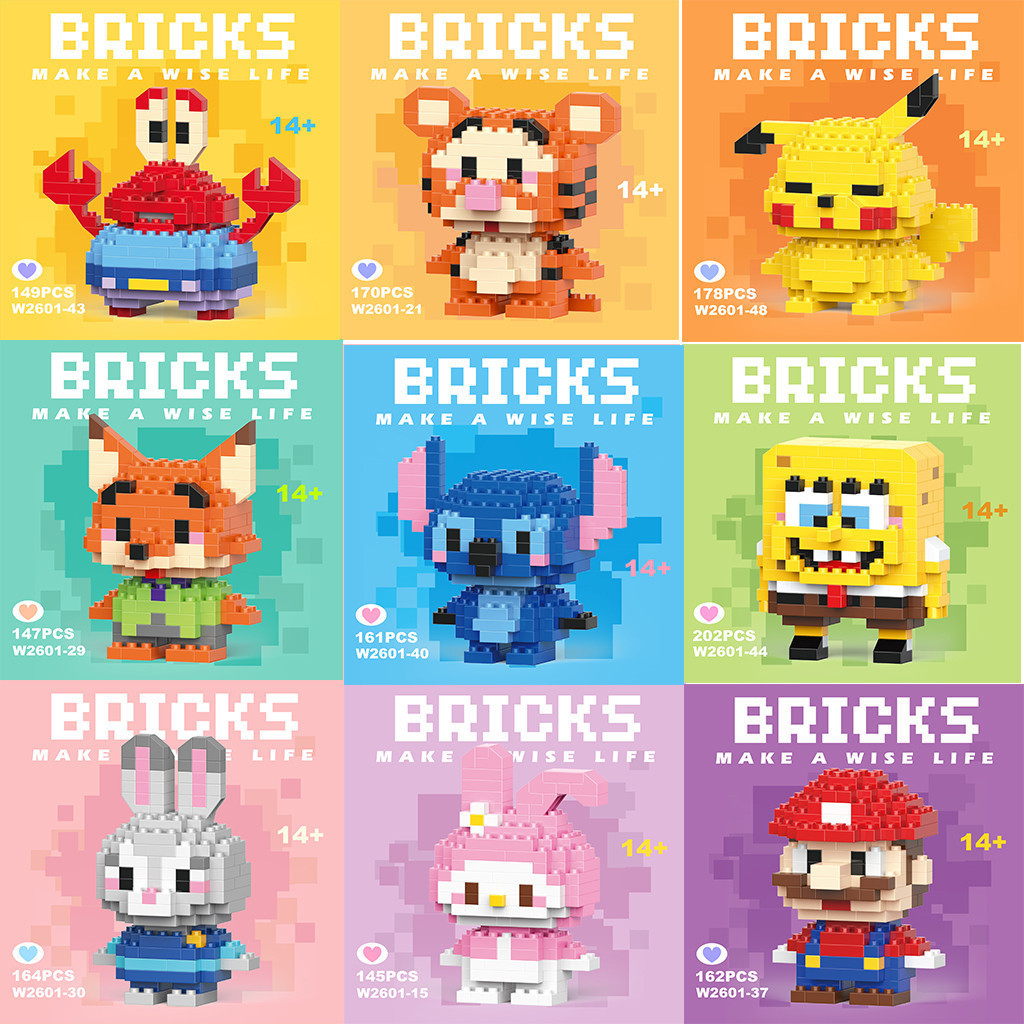 Animação desenho personagem bloco de construçã