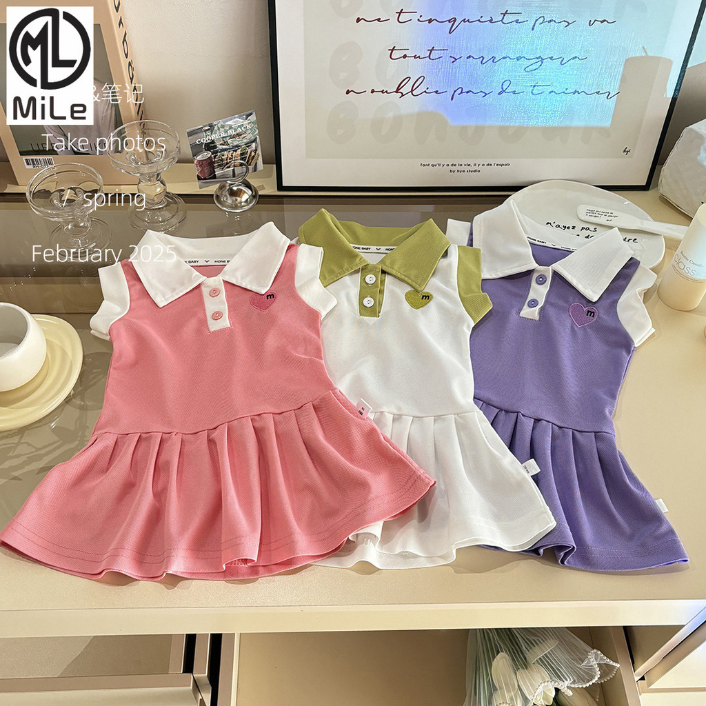 [ML] 80-160 CM Verão Amor polo Vestido Meninas Ve
