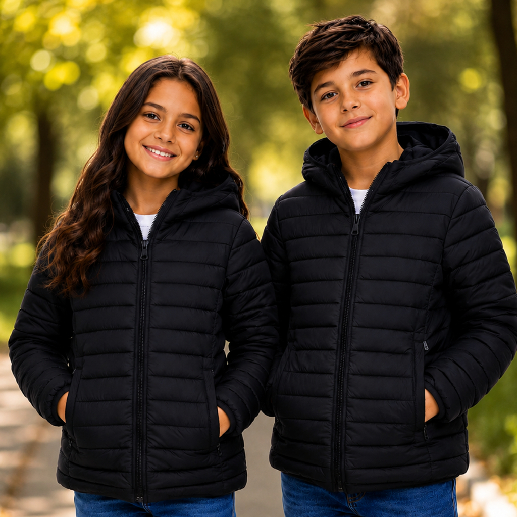 Jaqueta Puffer Infantil Masculino Pelinhos e Touca