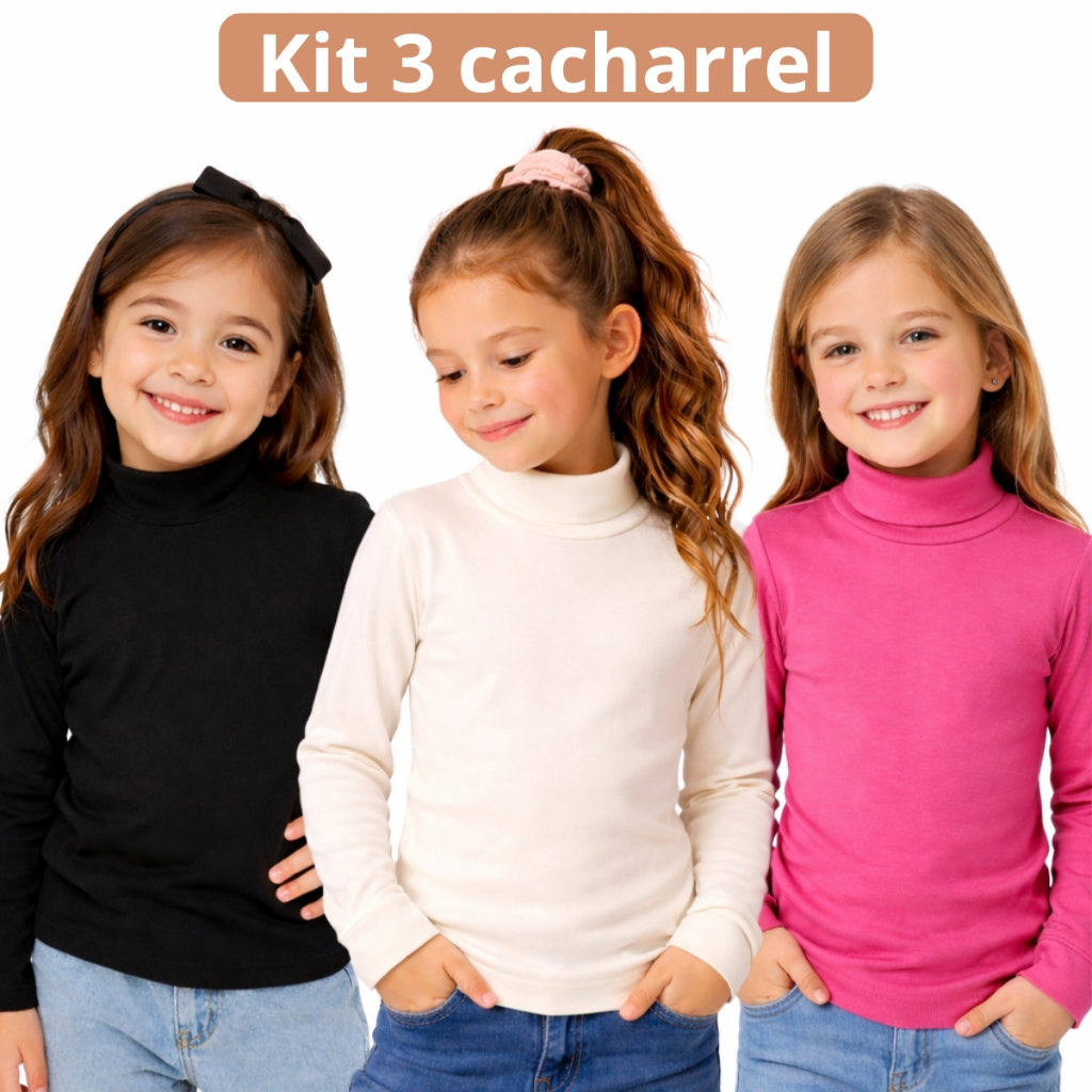 Kit 3 Blusas Cacharrel Infantil Feminino – K