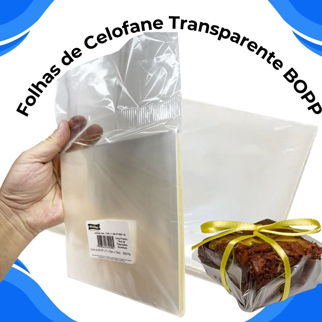 100 FOLHAS TRANSPARENTES CELOFANES BOPP PARA DOCES