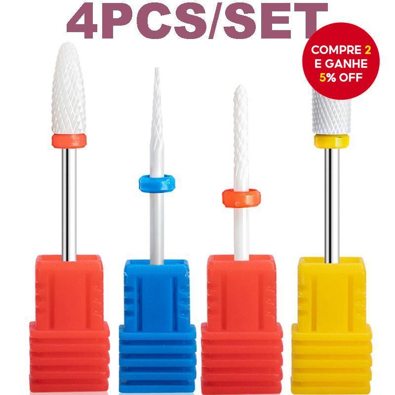 Kit 04 Brocas de Cerâmica para Unhas, Acabamento 