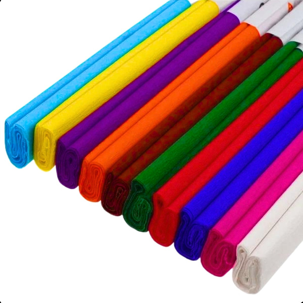 Kit Com 10 Rolos De Papel Crepom 48cm x 2m Colorid