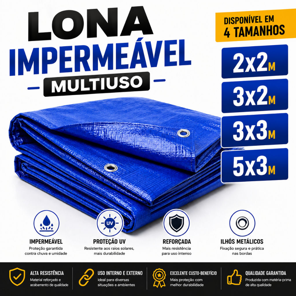 Lona Impermeável Reforçada Multiuso Polietileno 