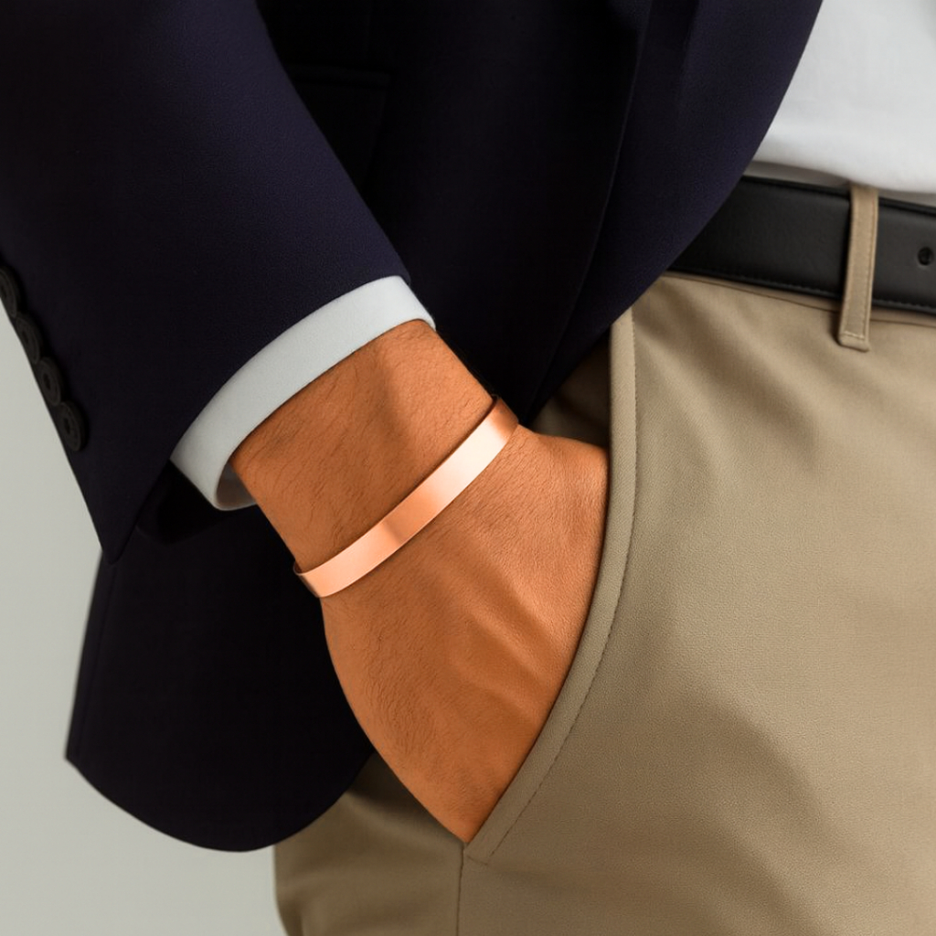 Pulseira de Cobre Puro Masculina Estilo Bracelete 