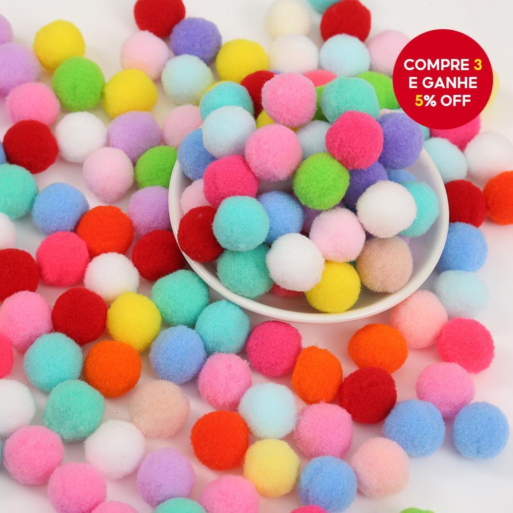 100 Peças 20mm Bolas De Pele De Pompom Cores Doce