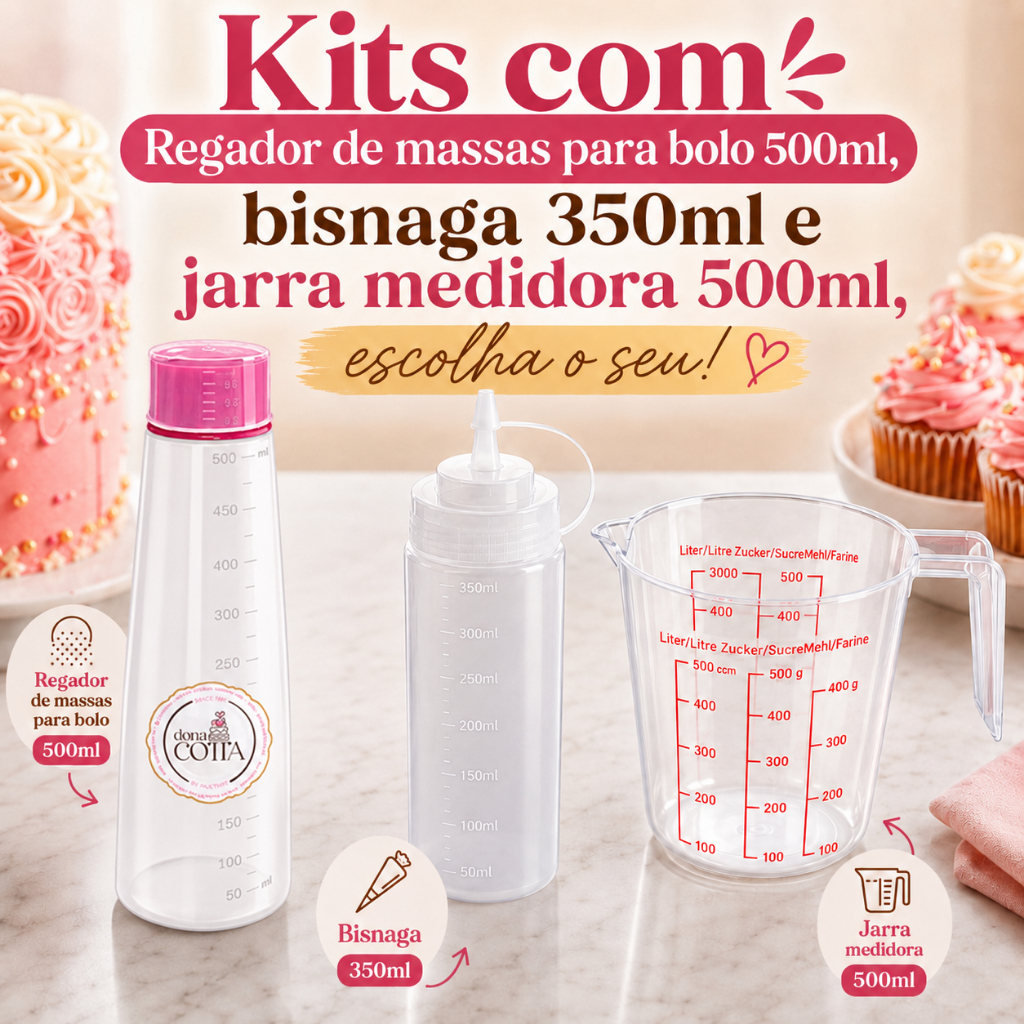 Kits com Regador Umedecedor de Massas 500ml Jarra 
