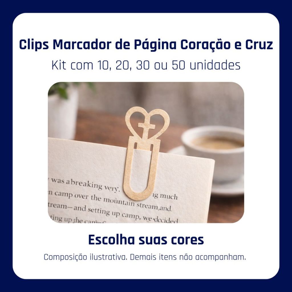 Clips Marcador de Página Coração e Cruz  Bíbli