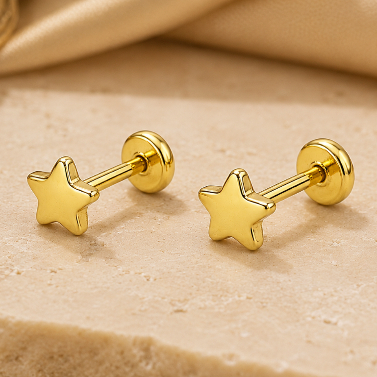 Brinco Estrelinha Bebê Folheado a Ouro 18k Hipoal