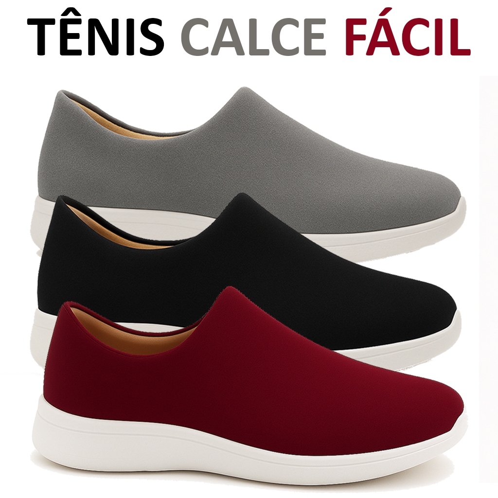 Tênis Meia Feminino Calce Fácil Botinha Ortopéd