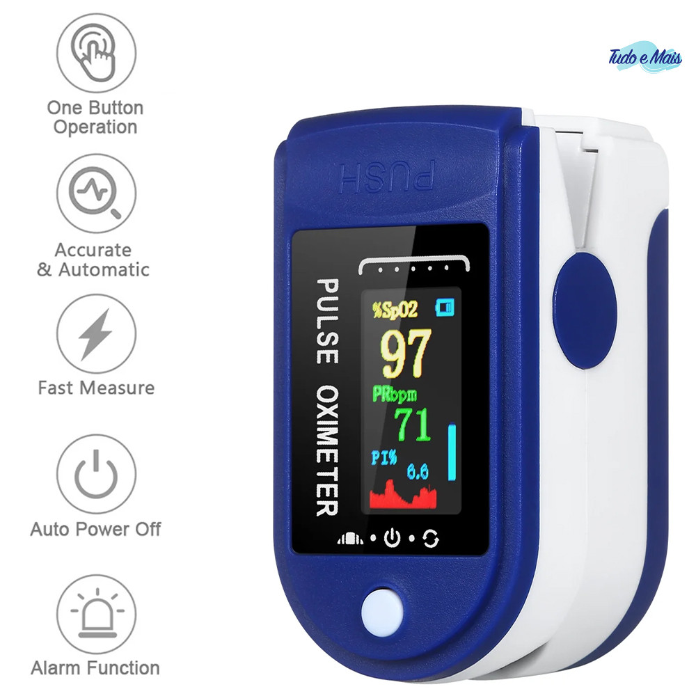 Oxímetro de Dedo Digital Portátil com Tela LED, 