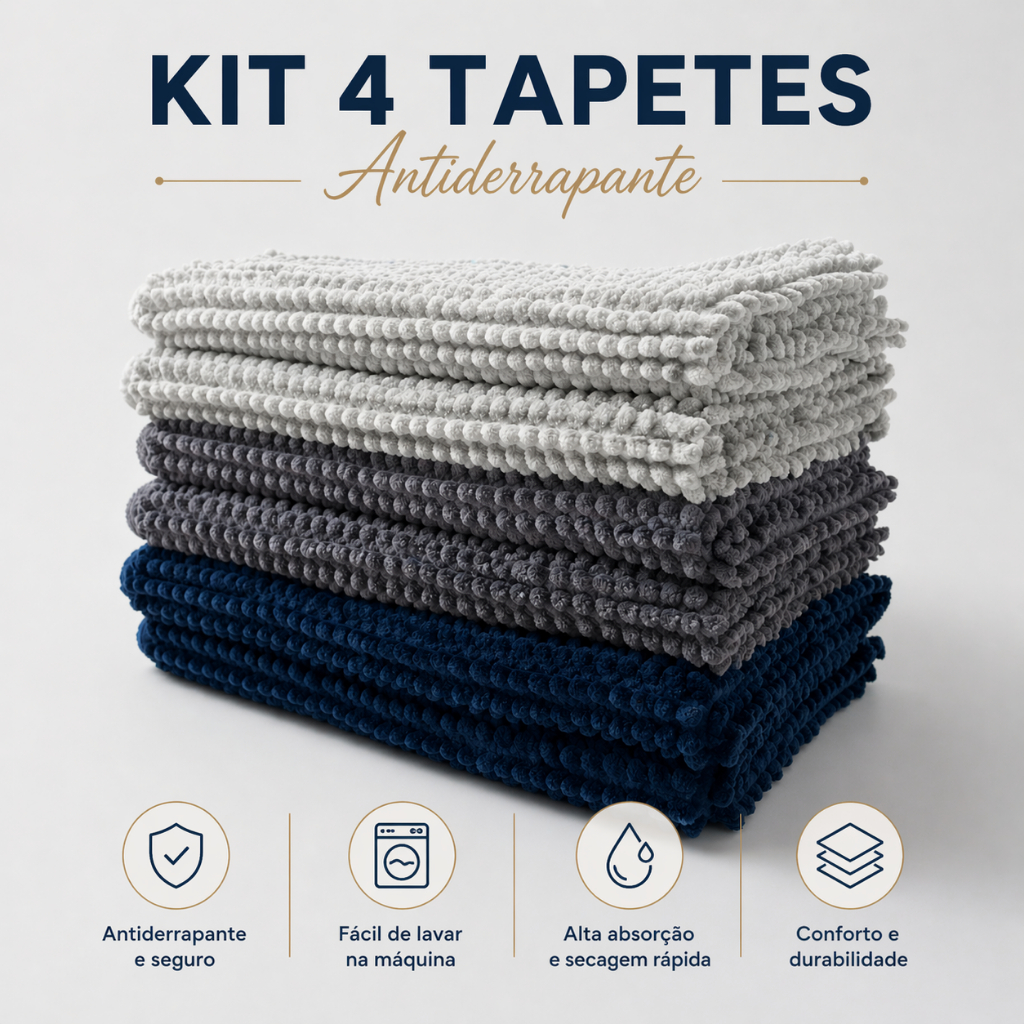Kit Com 4 Tapetes Antiderrapante Banheiro Tipo Bol