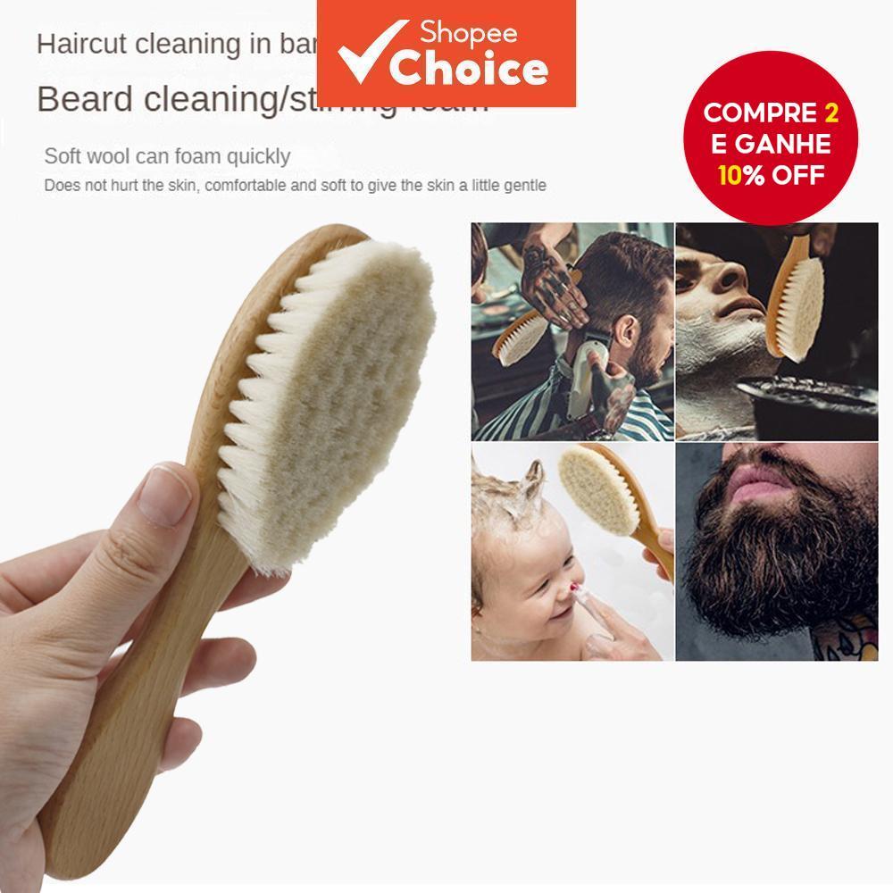 Escova de cabelo macia de lã natural para cuidado