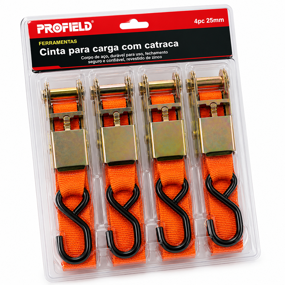 Kit 04 Fita Cinta Catraca Para Amarrar Prender Car