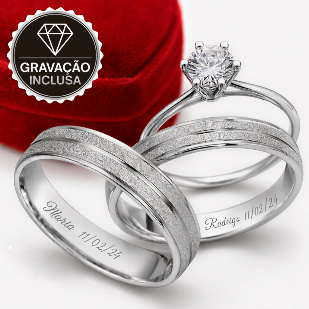 Par de Alianças + Gravação 4mm Moeda Antiga 18k