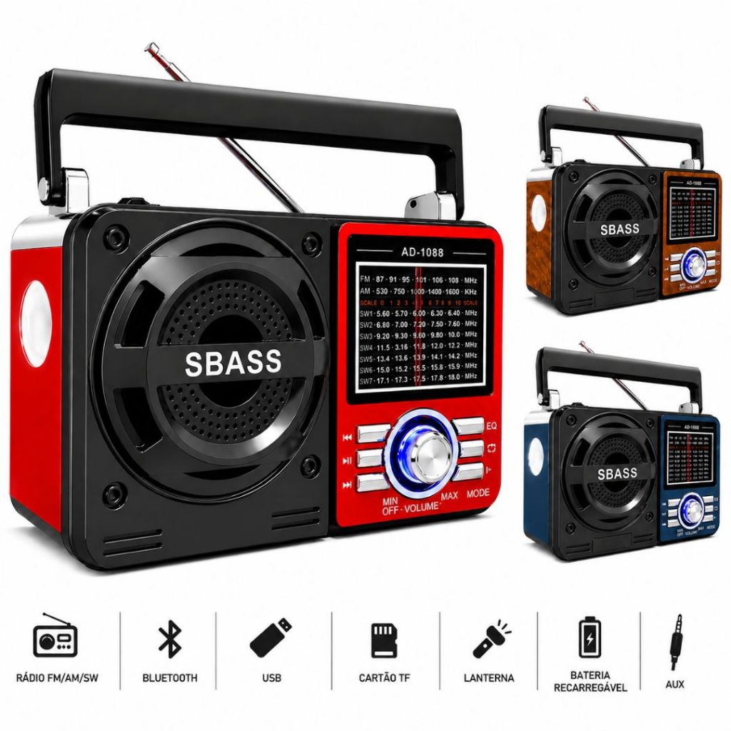 Rádio Retro Caixa de Som Bluetooth Lanterna Port�