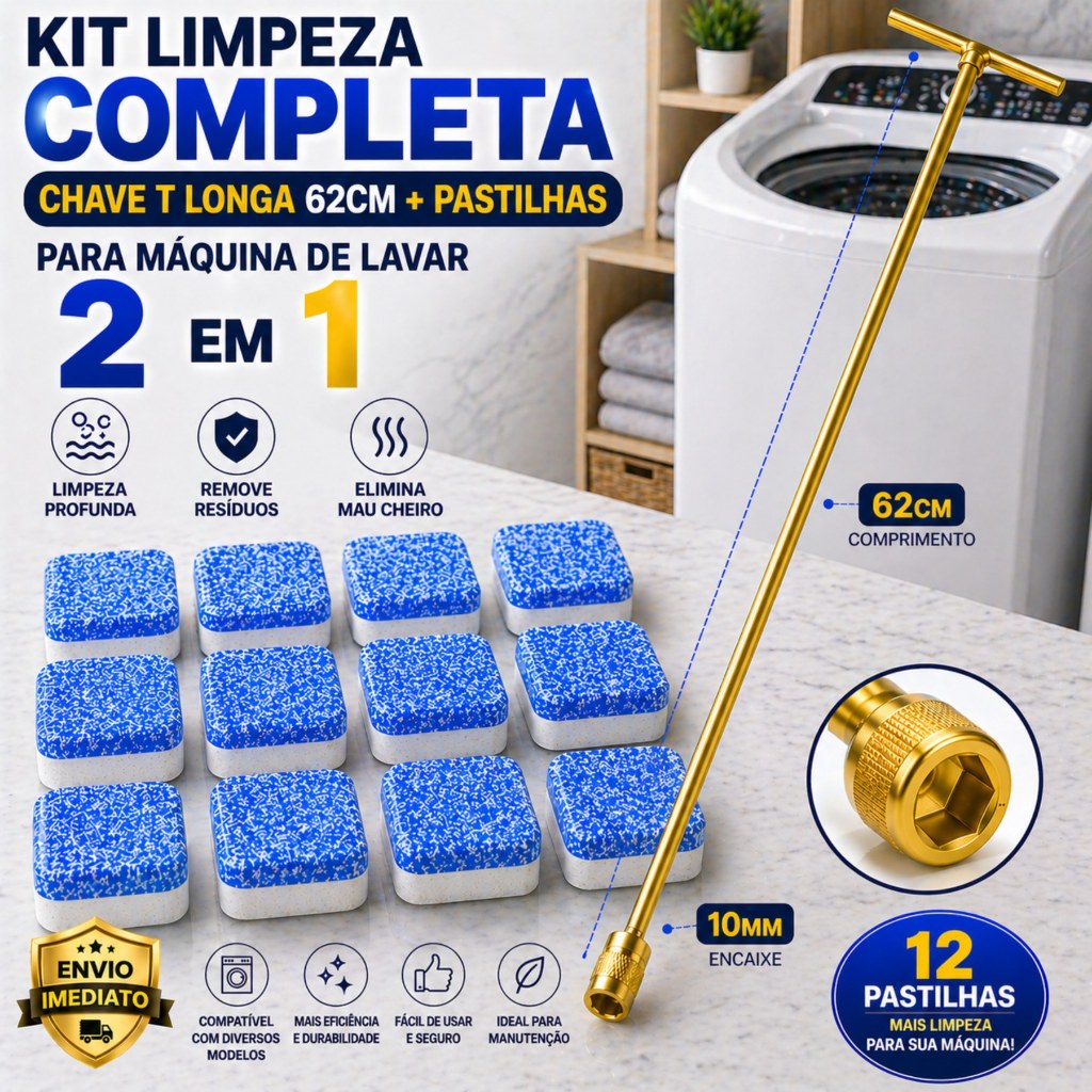 Kit Completo Limpeza Máquina de Lavar Universal  