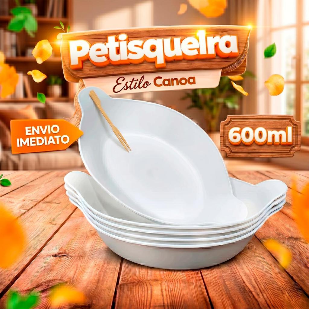 Kit 10 Petisqueira 600ML Barquinha Canoa Grande Pa