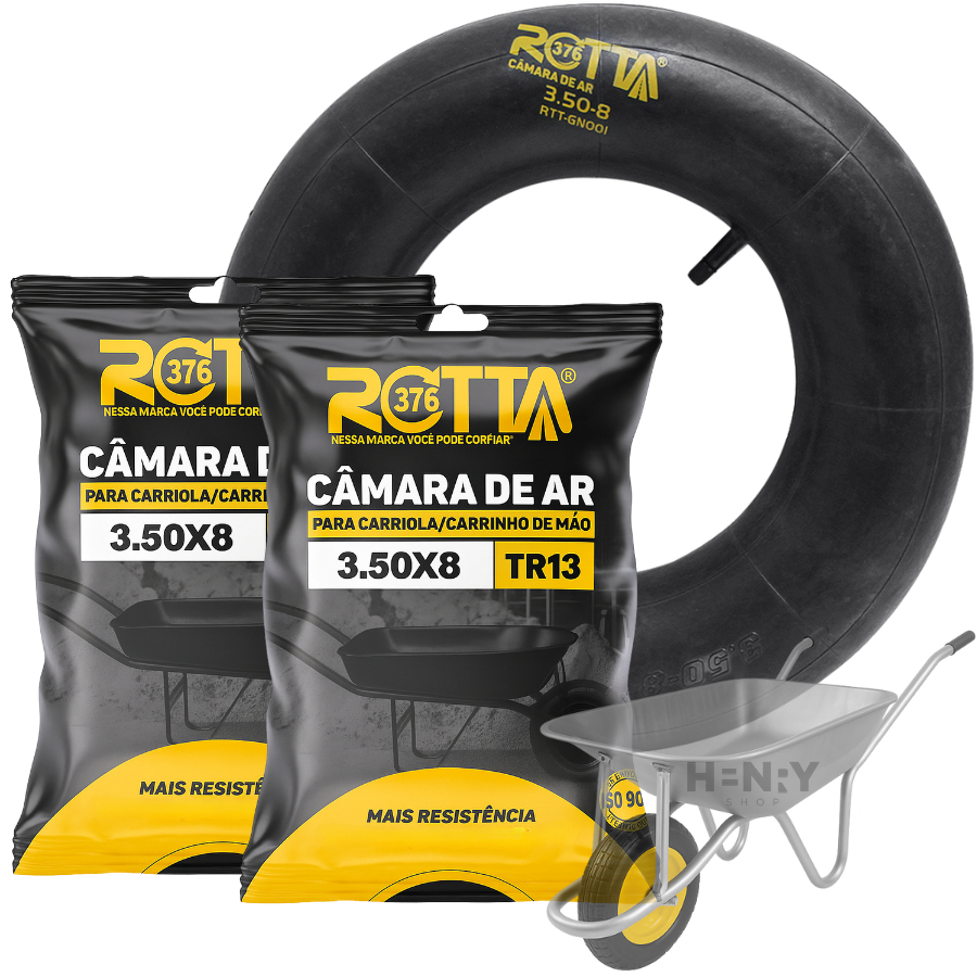 Kit 2 Câmaras de Ar Para Carrinho de Mão 3.25-8 