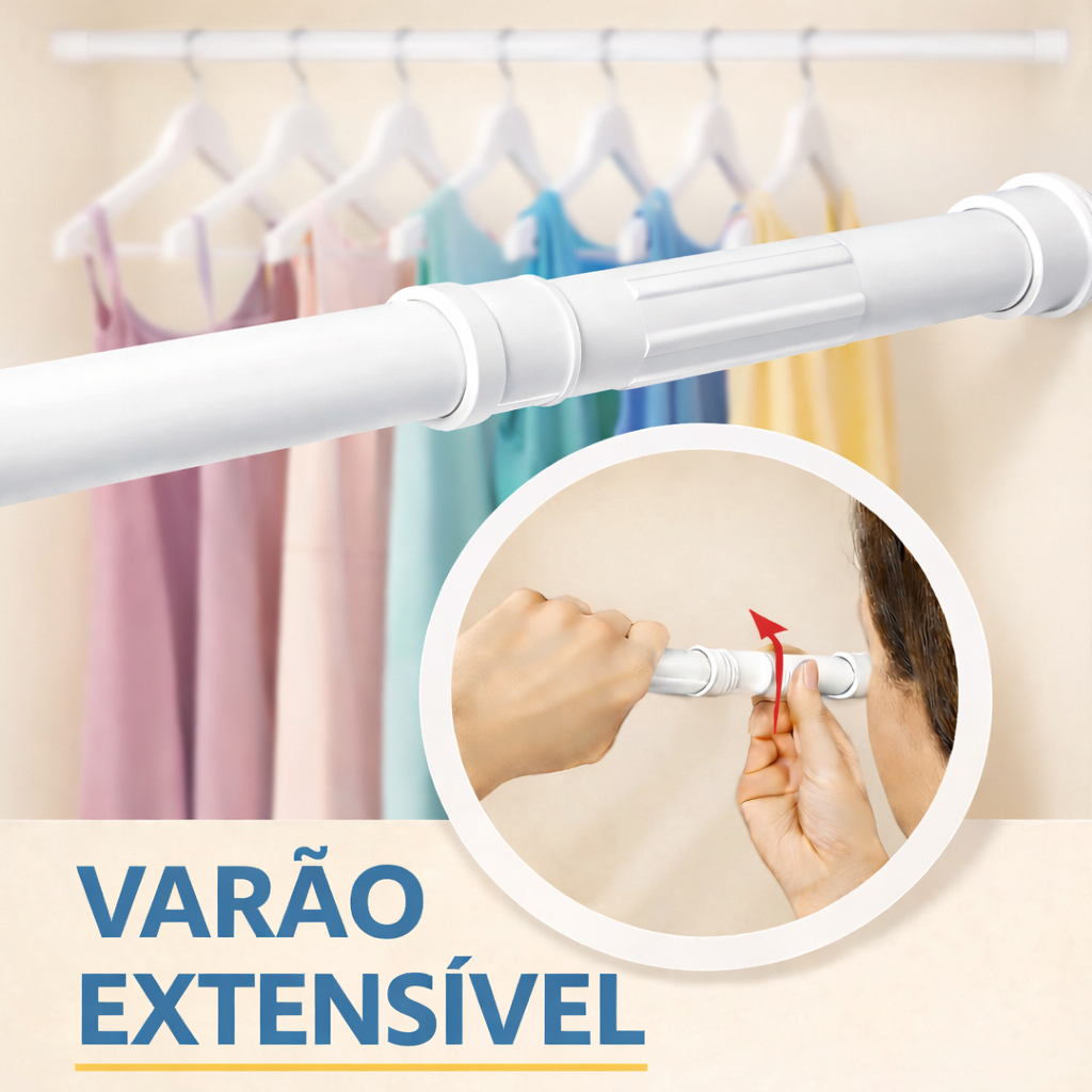 Varão Extensível Ajustável 45cm até 1,50mt Bas