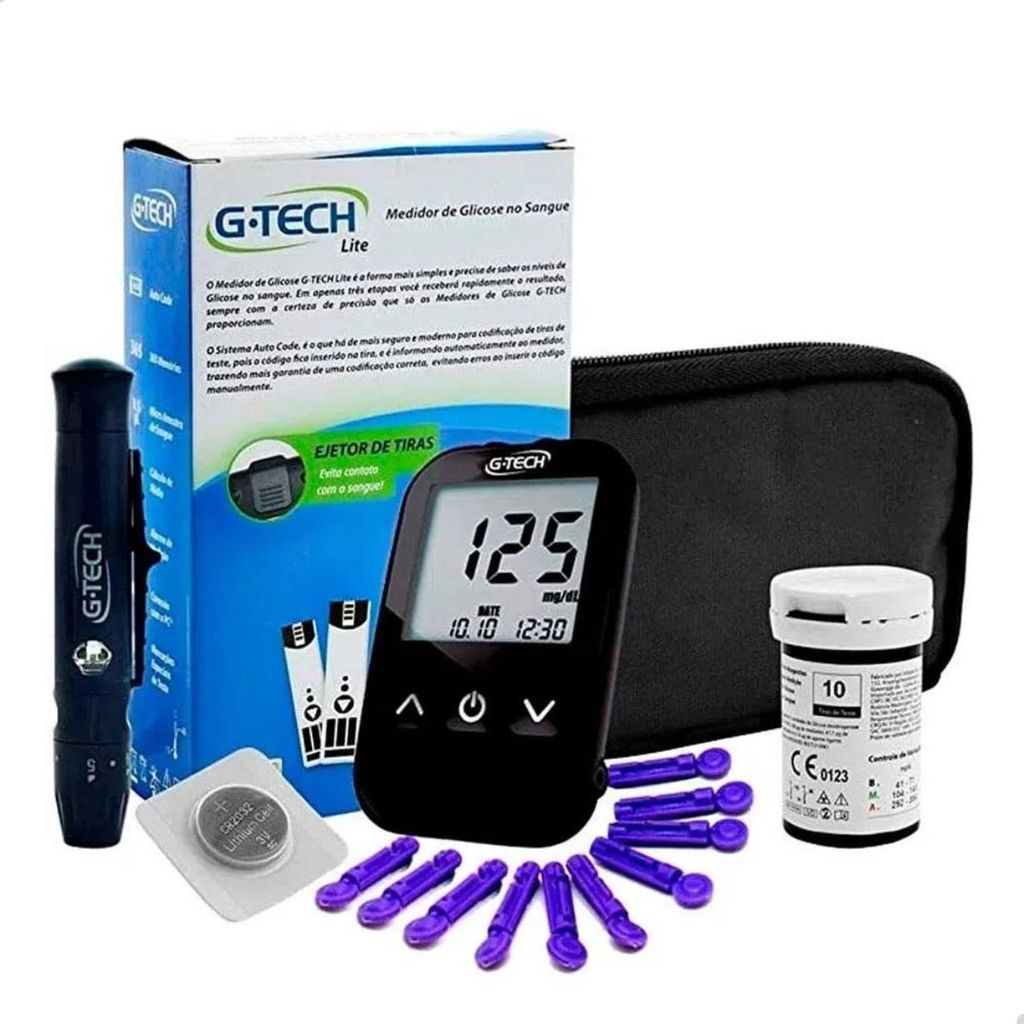 Kit Medidor Glicose 10 Tiras  10 Lancetas  Caneta 