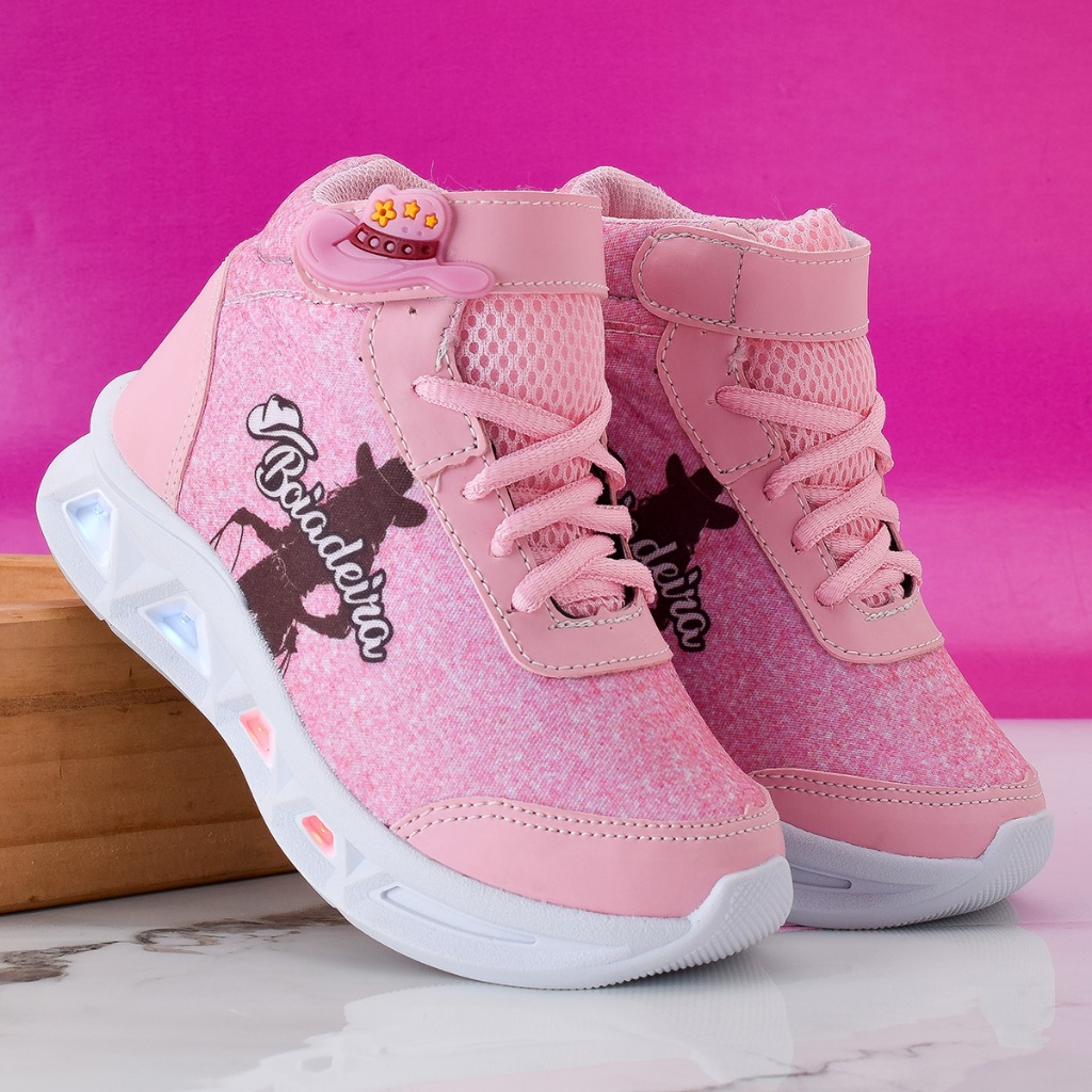 Botinha infantil BOIADEIRA tenis LED Menina Super 