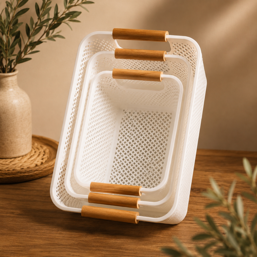Kit Cesto organizador com alças em bambu  Multius