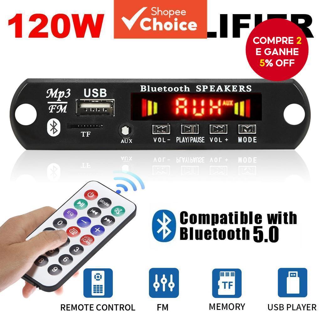 Amplificador 120W Bluetooth 5.0 Placa Decodificado