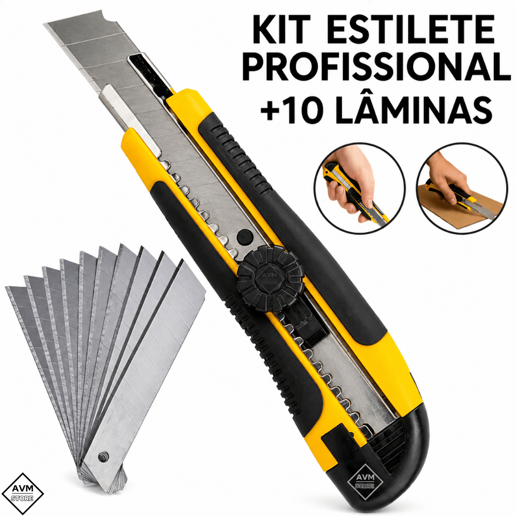 Kit Estilete Profissional Emborrachado + 11 Lâmin