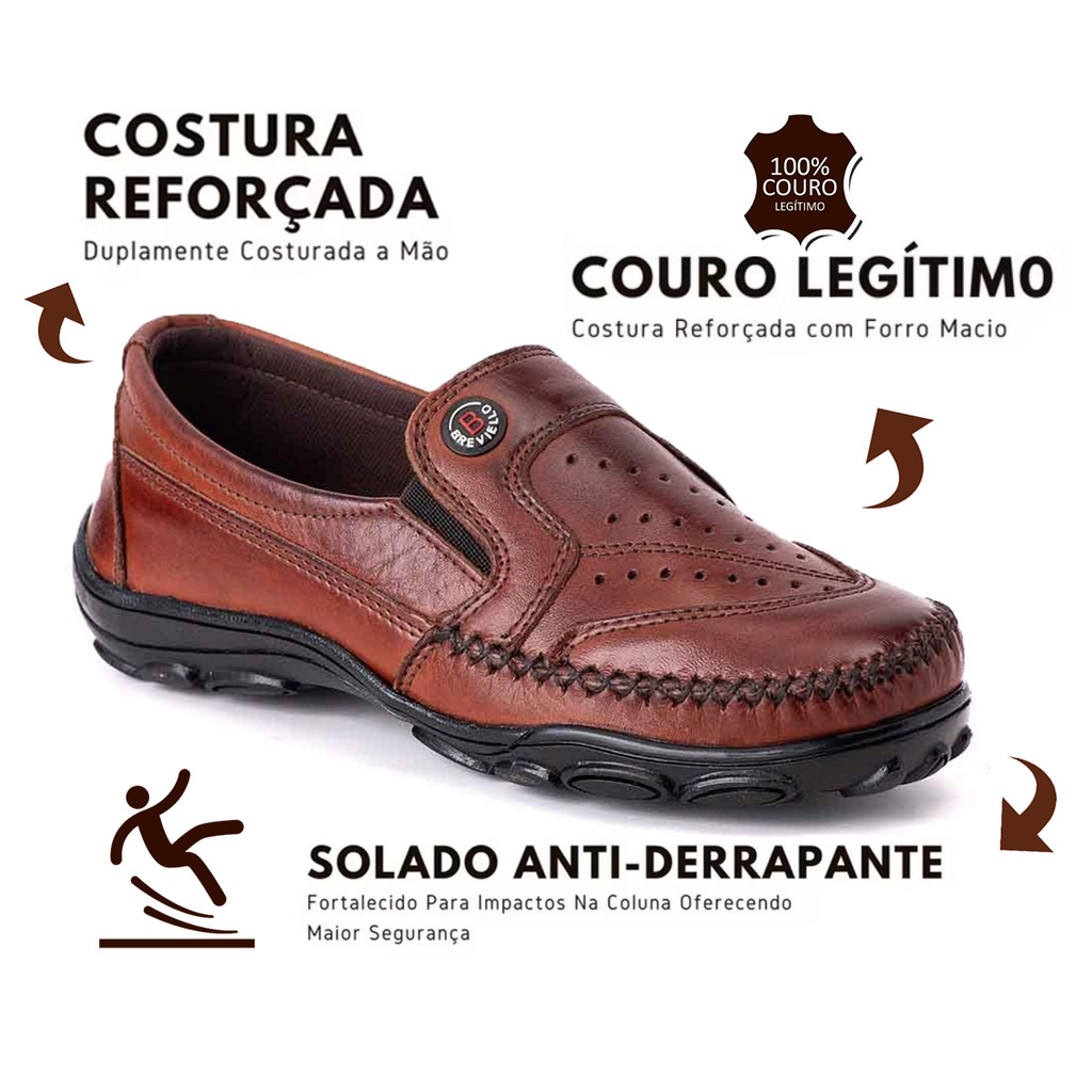 Sapatilha Mocassim COURO LEGITIMO Masculino Docksi