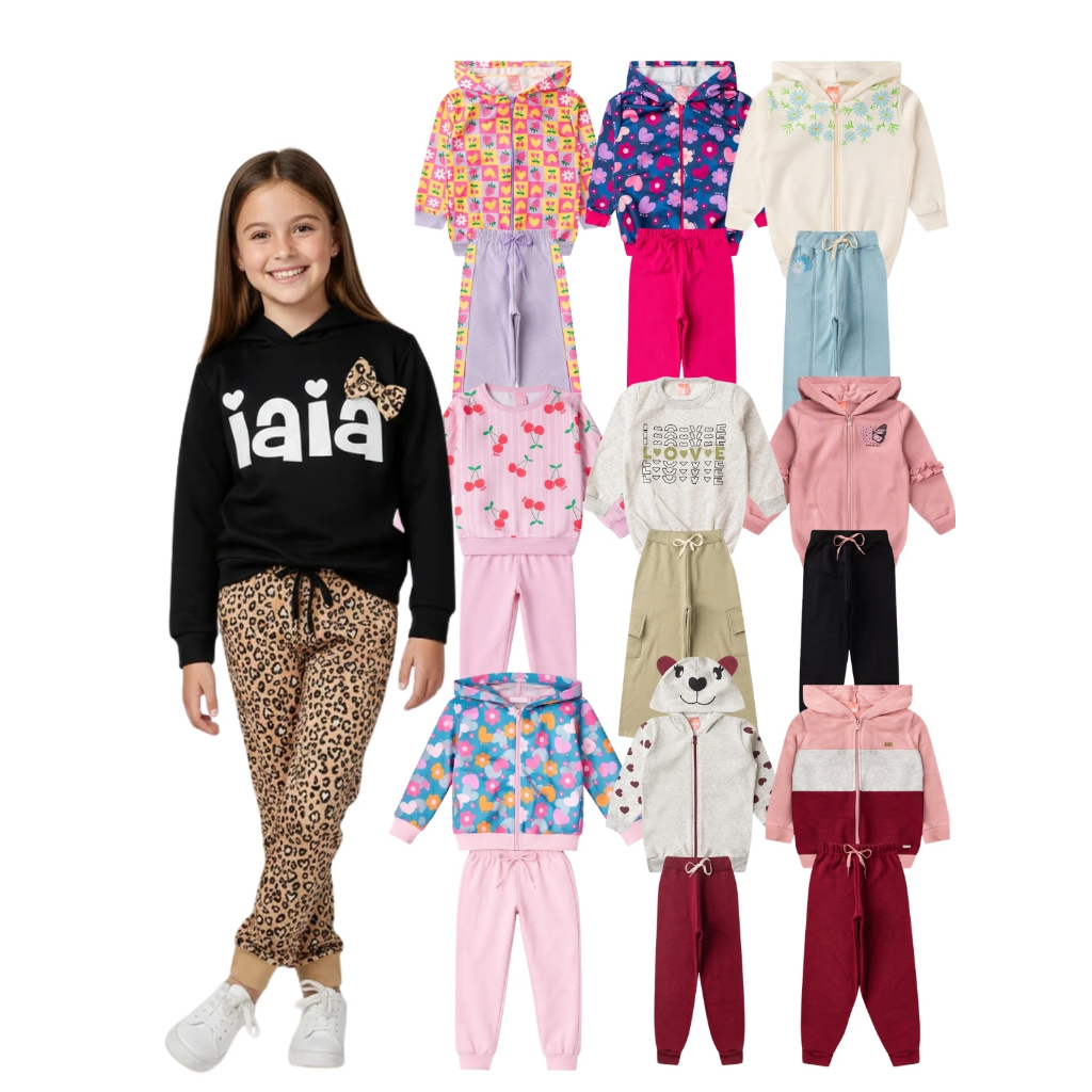 Kit 6 Peças Conjunto Infantil Menina Moletom Pelu