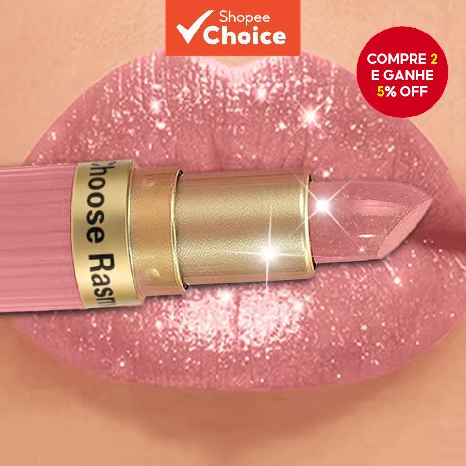 Batom De Veludo Com Glitter Rosa Perolado-Brilho M