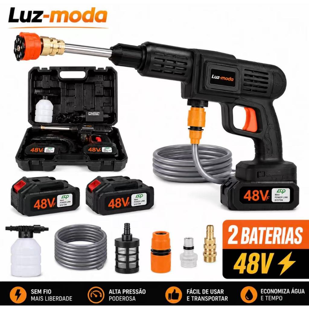 Lavadora de Alta Pressão Sem Fio 48V 2 Baterias R