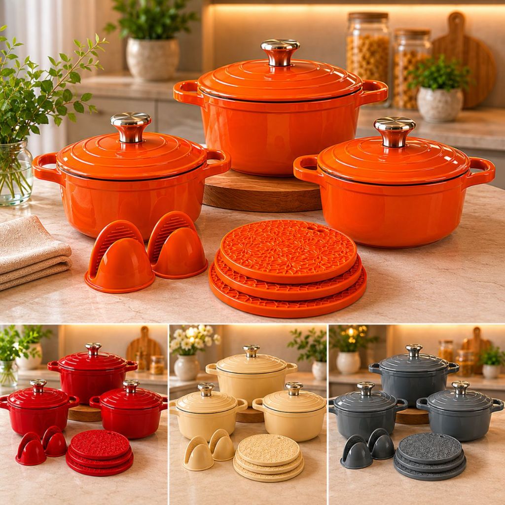 Conjunto Panelas Caçarolas Cerâmica kit 8 Peças