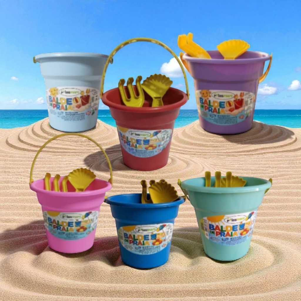 Kit 15 Baldinhos de Praia infantil diversão das