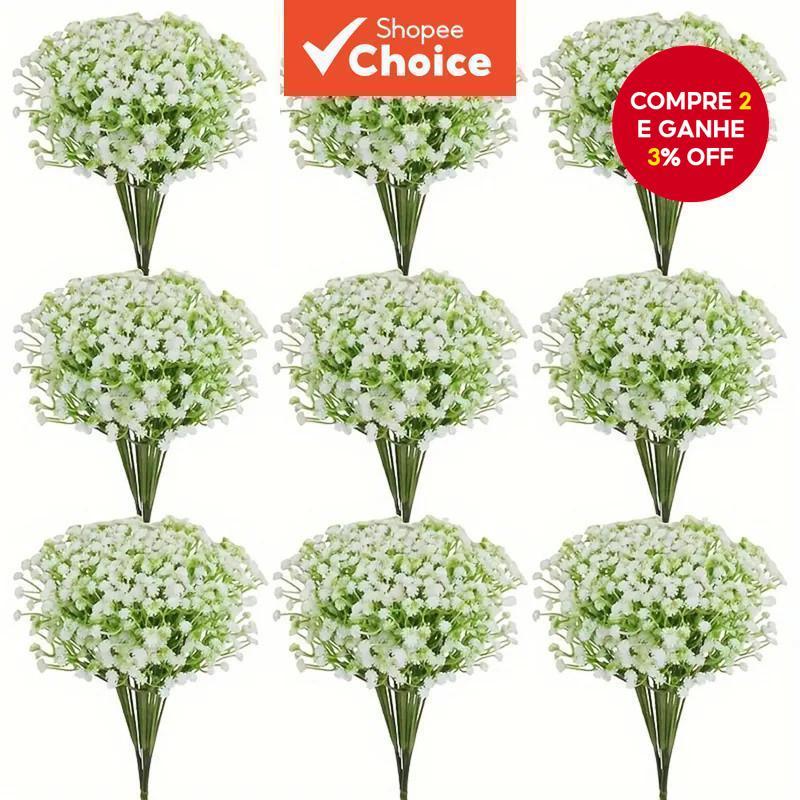 30 peças de flores artificiais brancas Gypsophila