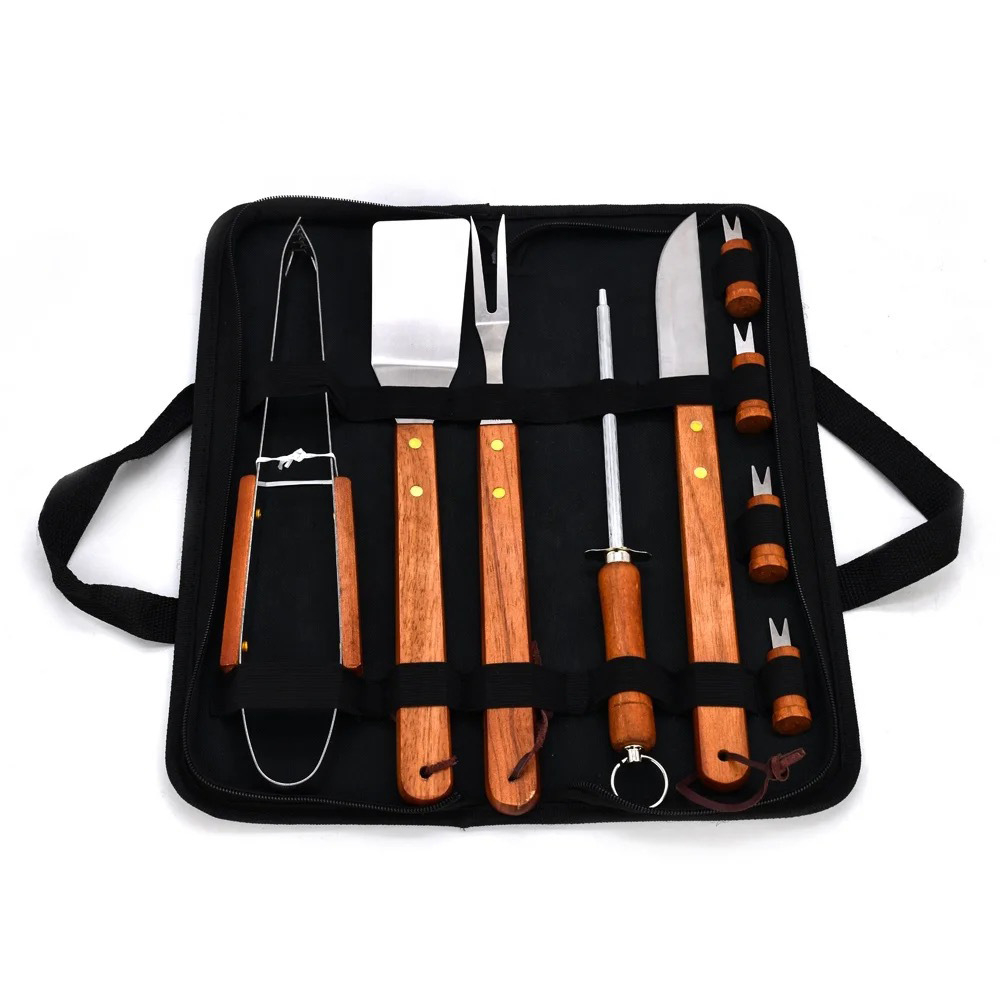 Kit 9 Churrasco Completo com Jogo de Facas –