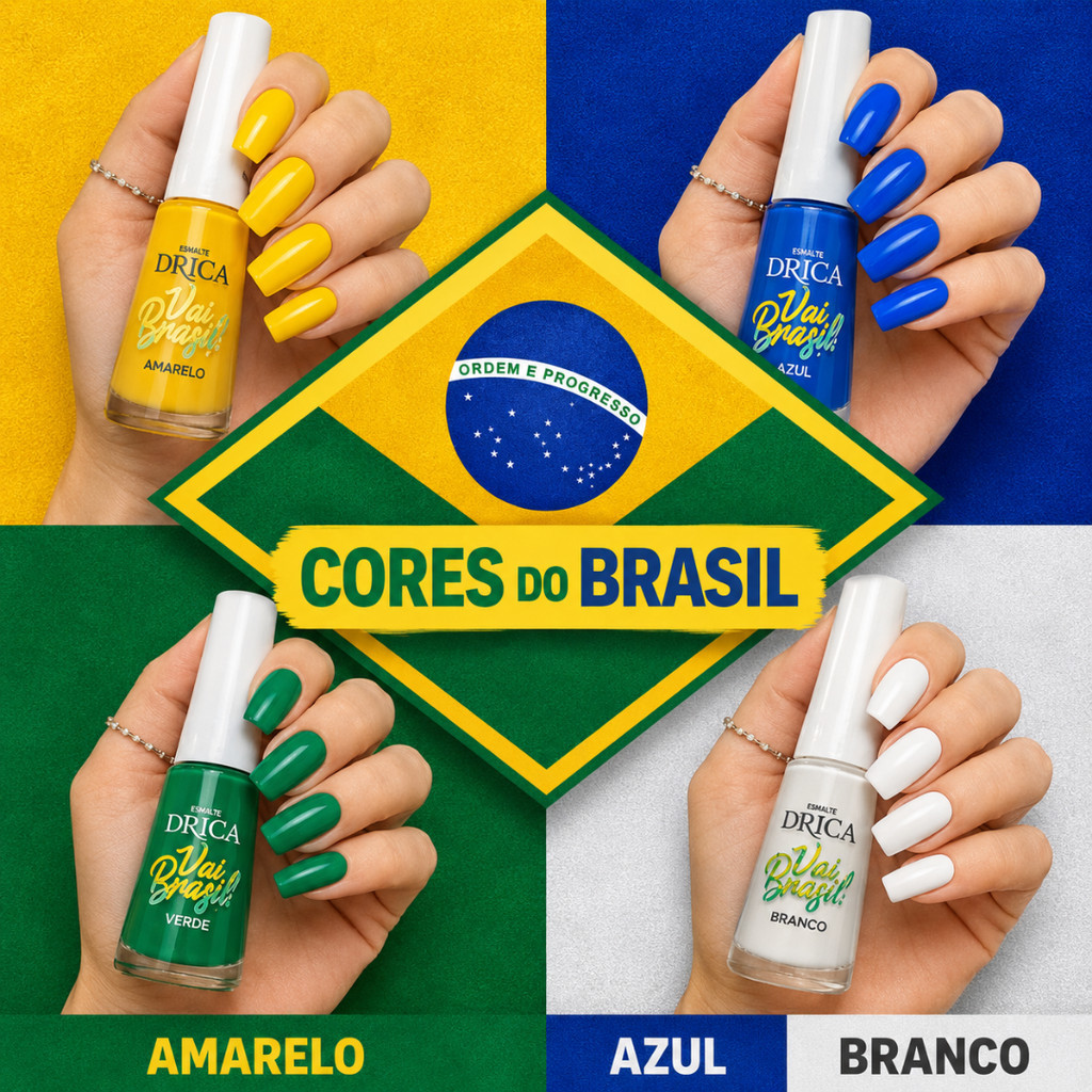 Kit C/4 Esmaltes Drica Coleção Vai Brasil –