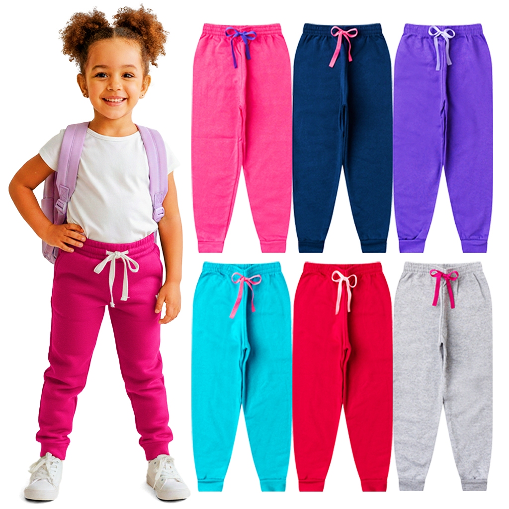 Kit de 2 ou 4 Calças Moletom Inverno Menina Infan