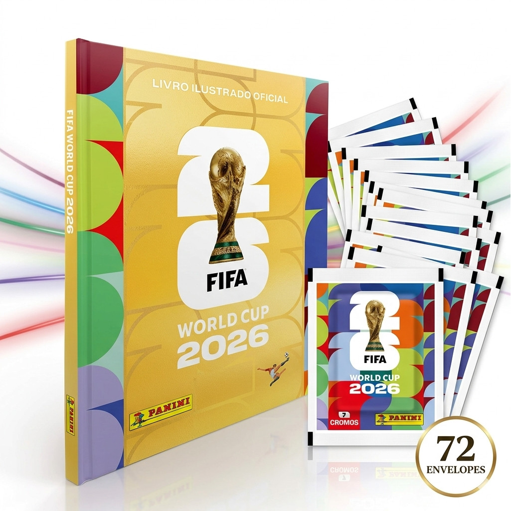 Kit Álbum Capa Dourado + 500 Figurinhas Copa Do M