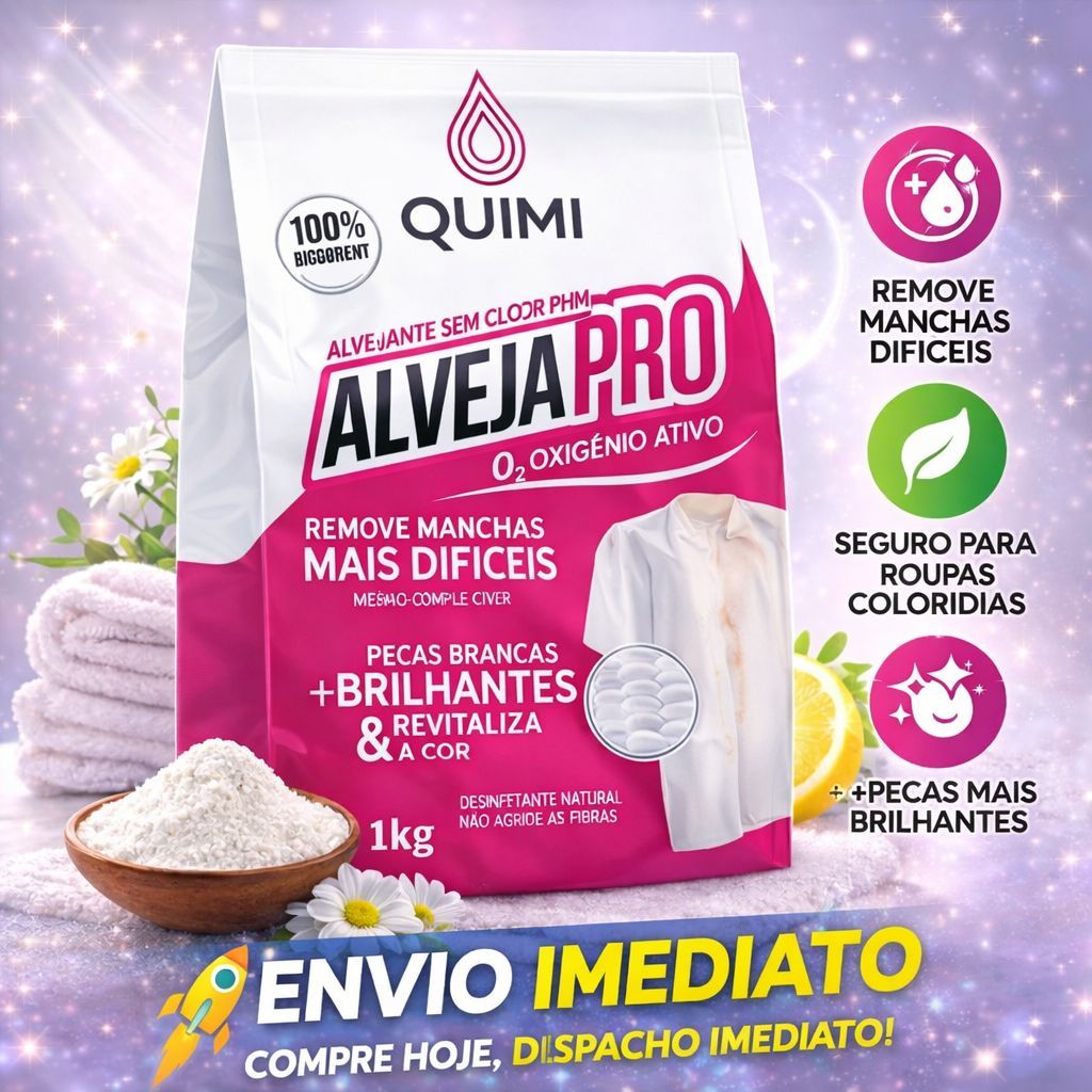 Tira Manchas Em Pó Alveja Pro Para Roupas Brancas
