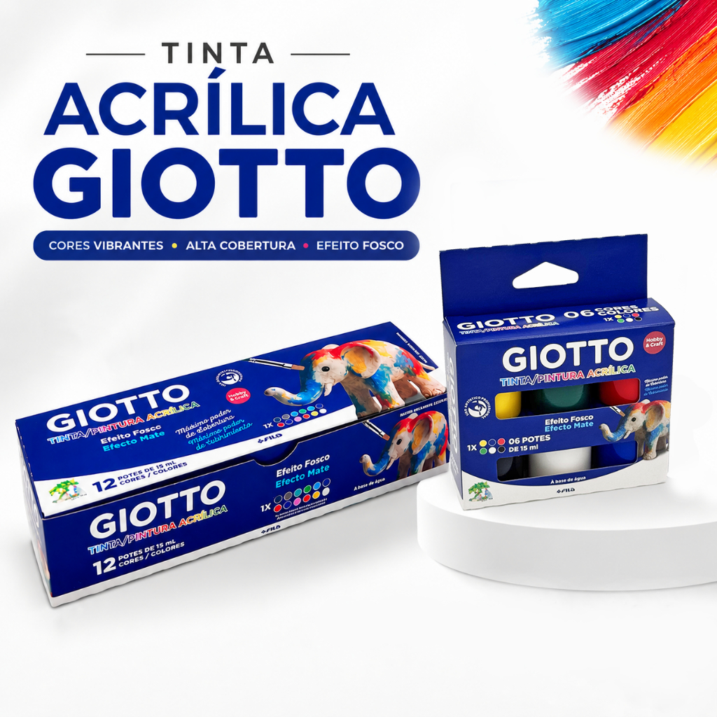Tinta Acrílica Giotto Fosca Kit 6 12 cores Pintur