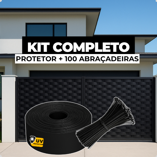 Protetor de Portão Cerca Preto até 50m + Presilh
