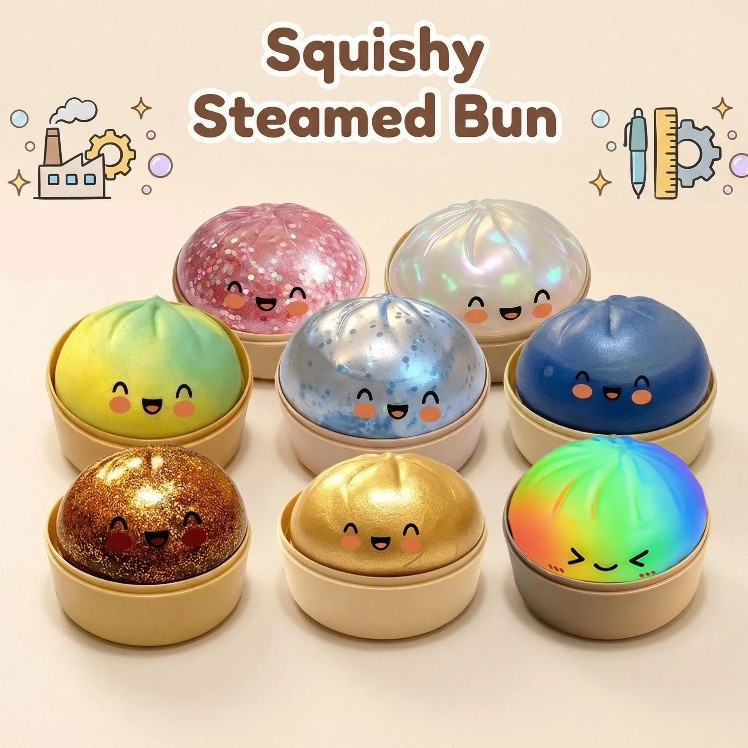 Siopao Brinquedo Arco-Íris Glitter Bolinho Mole L