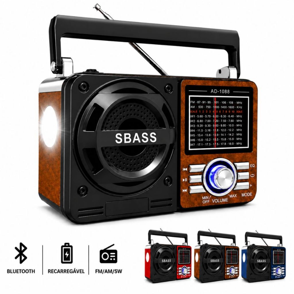 Rádio Caixa de Som Bluetooth Recarregável  Lante