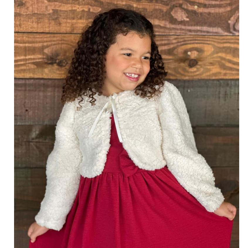 BOLERO INFANTIL  CASAQUIMHO INVERNO  BRANCO FESTA 