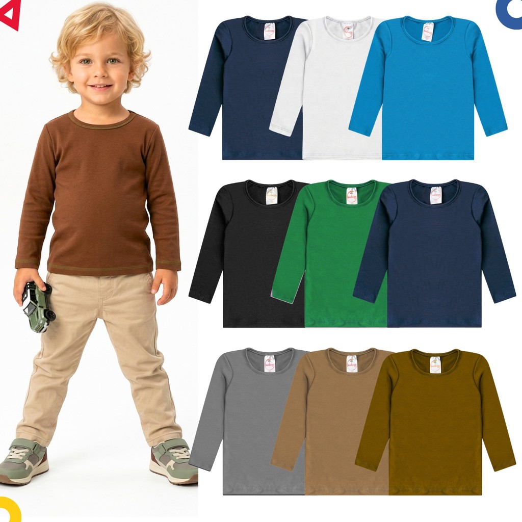 Kit 2 Blusas Térmicas Infantil Masculina Manga Lo