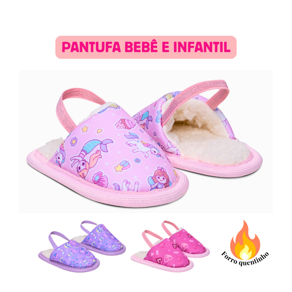 Pantufa de Bebê e Infantil Menina Com Elástico L