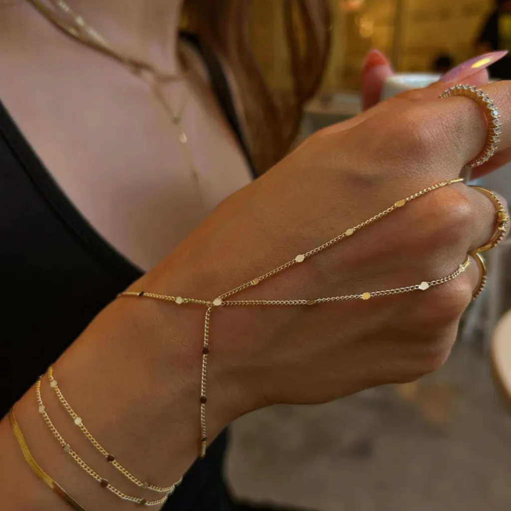 Pulseira de Mão (Hand Chain) Minimalista Duas Vol