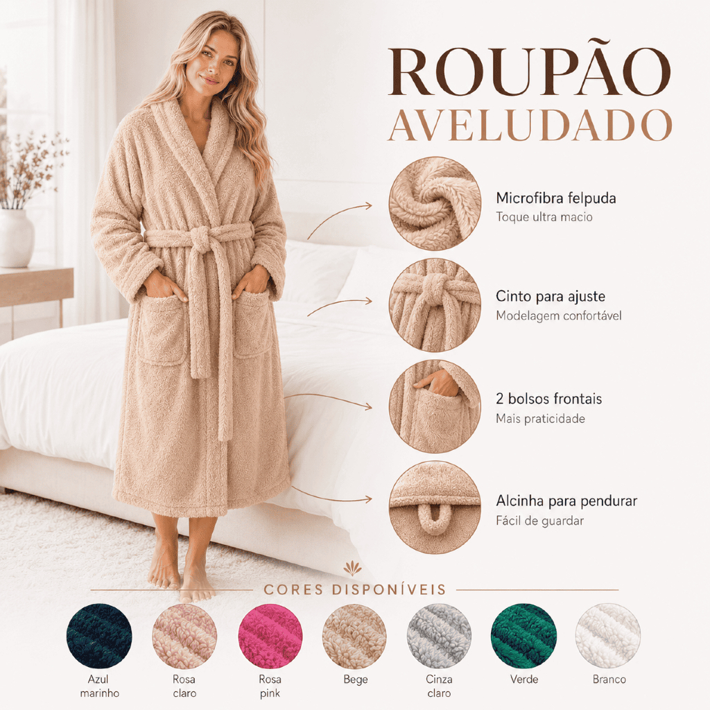 Roupão Aveludado  Plush Flannel Fleece Unissex Ma